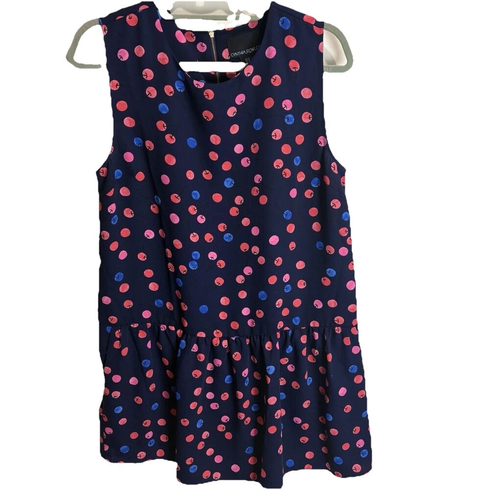 Cynthia Rowley Sleeveless Lightweight Cherry Print Drop Waist Dress‎ Pockets 12